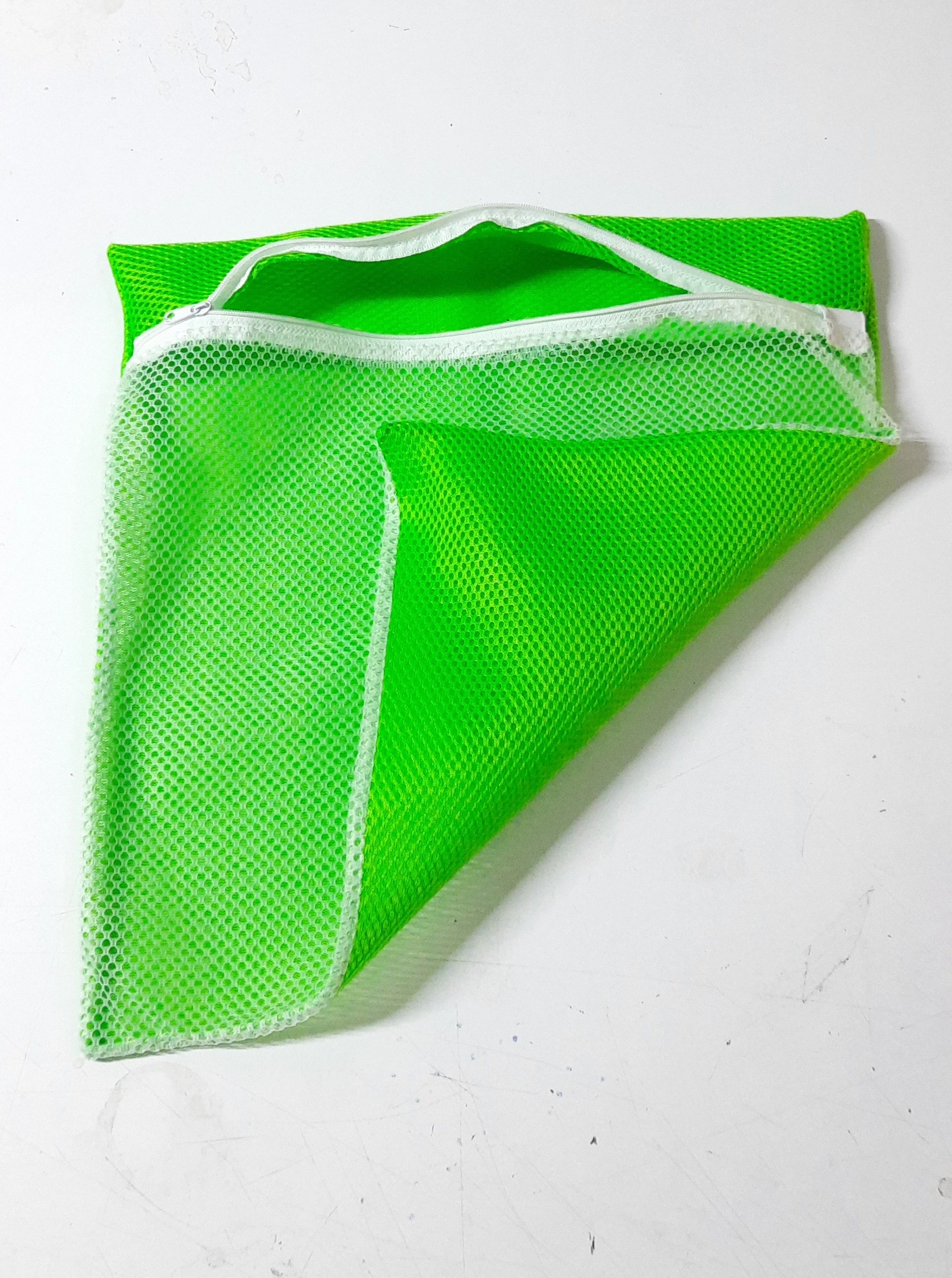 Yeşil - Fermuarlı - Hassas Çamaşır Terlik  Ayakkabı Yıkama Filesi Büyük Boy