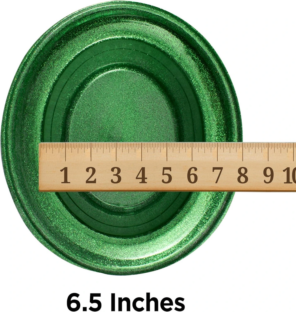 Yeşil Renk Parıltılı Simli Fötr Silindir Parti Şapkası