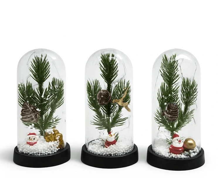 Yılbaşı Temalı Işıklı  Dekoratif Cam Fanus Alk5074