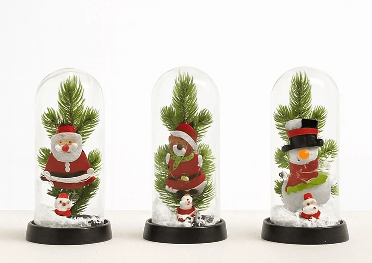 Yılbaşı Temalı Işıklı  Dekoratif Cam Fanus Alk5075