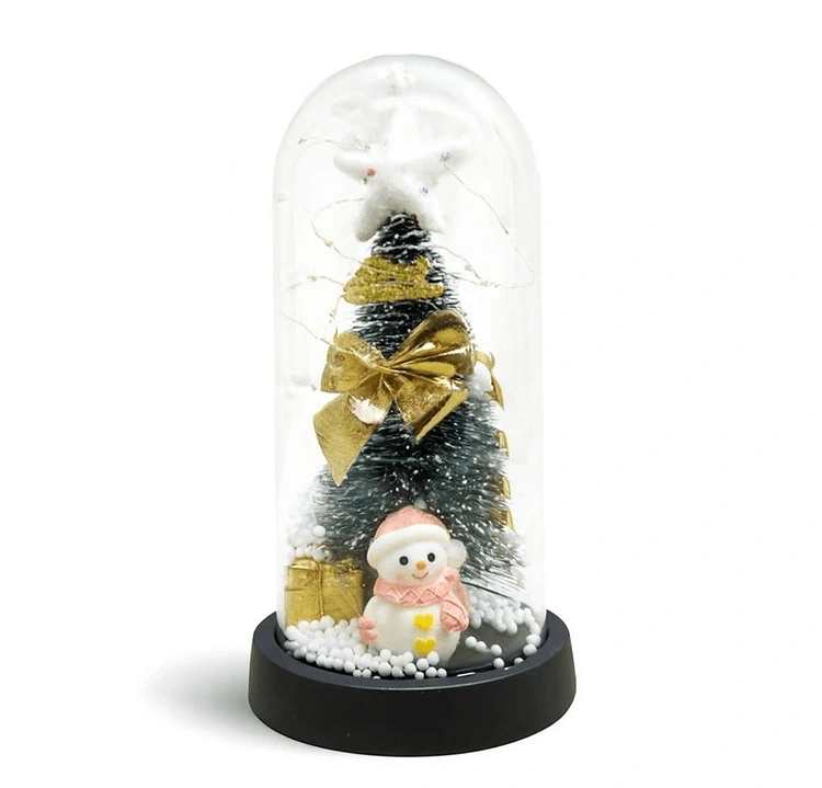 Yılbaşı Temalı Işıklı  Dekoratif Cam Fanus Alk5079